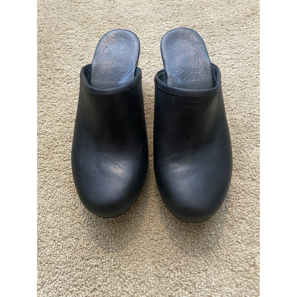 UGG Vintage Y2K Abbie Studded Clogs Black Leather Uppers Wooden Heel Size 7